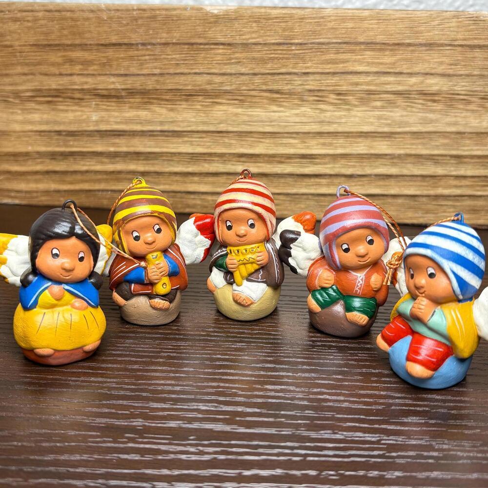 Peruvian Handmade Pottery Nativity Set 5 Christmas‎ Decor, Clay Folk Art Creche
